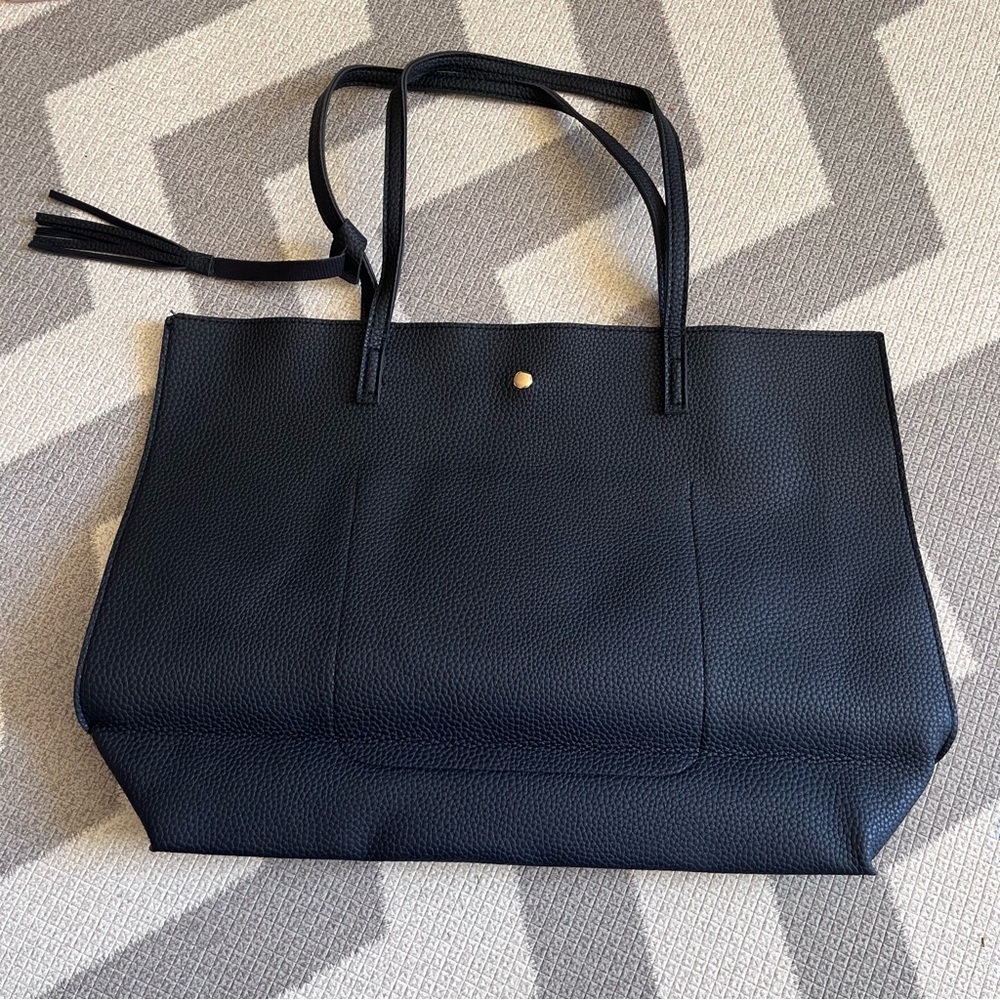 Black PU Leather Tote Bag